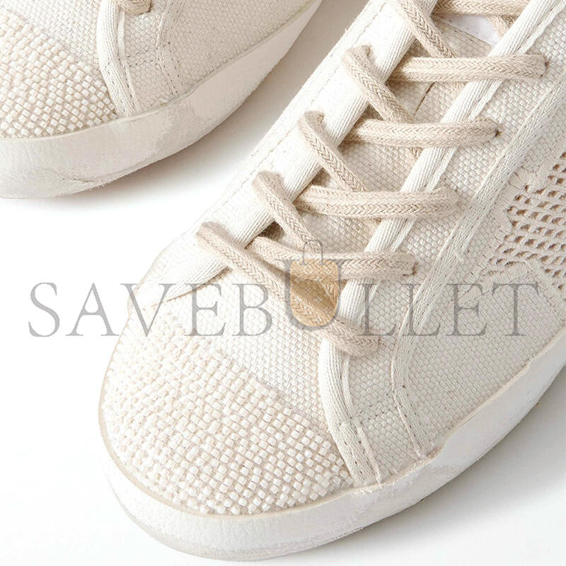 g01den G003e s*per-star leather-trimmed beaded canvas sneakers gwf00101.f007301.60338